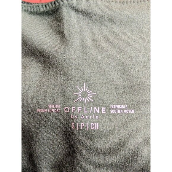 Aerie Offline NEW Hugger Faux Leather Sports Bra Small Crackle Olive Daze Green - Picture 6 of 6